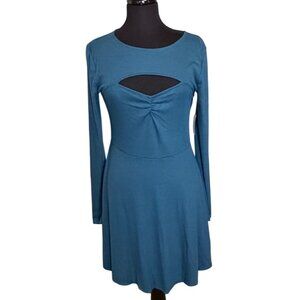 Lily Rose Teal Blue Cutout Front Fit & Flare Knee Length Dress Women's Size L